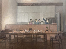 Thanksgiving. Bernardo Siciliano (Roma 1969), olio su tela, 264x198 cm, 2021