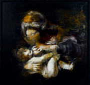 Maurizio L'Altrella, Dolce madre. Olio su carta cotone applicata su alluminio, 50x52 cm, 2023