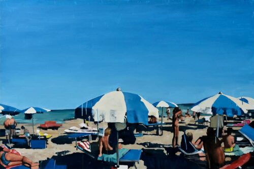 Daniele Galliano, "Untitled". Olio su tela, 100x150 cm, 2023