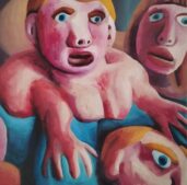 Marta Sesana, Tramonto. Olio su lino, 60x60 cm, 2025