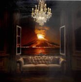 Tommaso Ottieri, Vesuvio. Olio su tavola, 85x85 cm, 2025